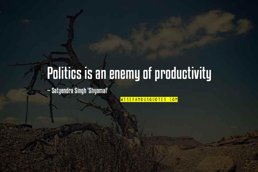 Cabin Boy Quotes By Satyendra Singh 'Shyamal': Politics is an enemy of productivity