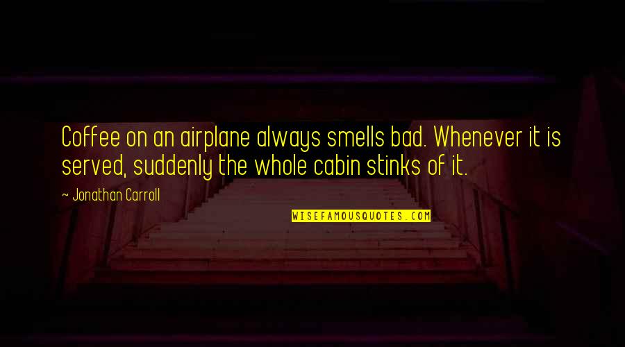 Cabin Quotes By Jonathan Carroll: Coffee on an airplane always smells bad. Whenever