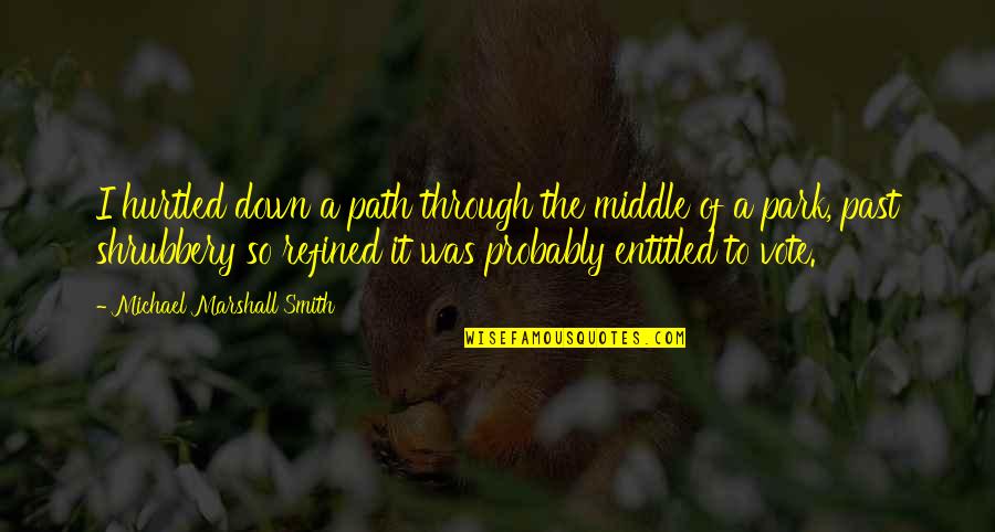 Cabin Wall Quotes By Michael Marshall Smith: I hurtled down a path through the middle