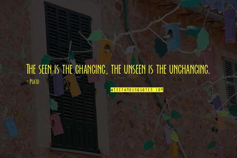 Cabizbajo Quotes By Plato: The seen is the changing, the unseen is