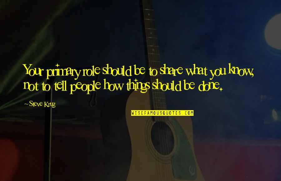 Cabreros Bir Quotes By Steve Krug: Your primary role should be to share what Cabreros Bir Quotes By Steve Krug: Your primary role should be to share what