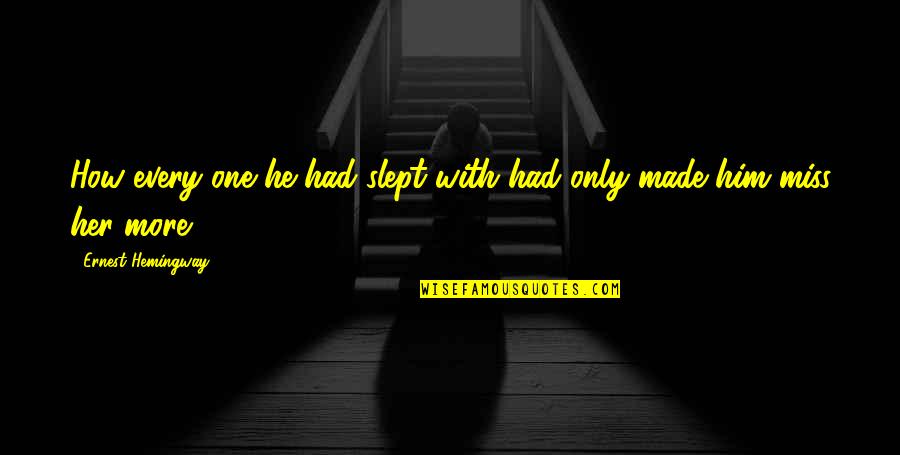 Cabrinha Double Agent Quotes By Ernest Hemingway,: How every one he had slept with had Cabrinha Double Agent Quotes By Ernest Hemingway,: How every one he had slept with had