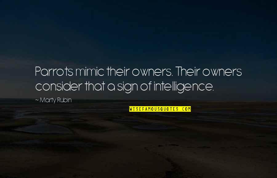 Cacau's Quotes By Marty Rubin: Parrots mimic their owners. Their owners consider that