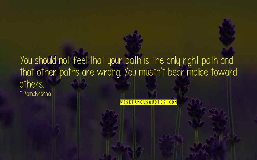 Cacerolas De Barro Quotes By Ramakrishna: You should not feel that your path is