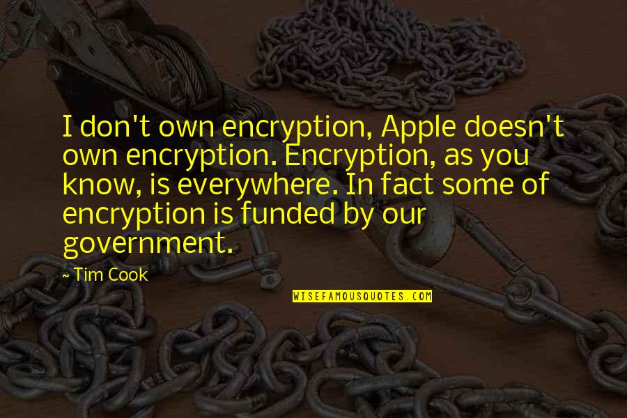 Cachette Maison Quotes By Tim Cook: I don't own encryption, Apple doesn't own encryption.