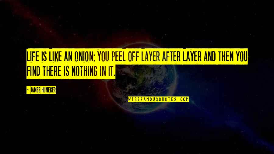 Caecilius Statius Quotes By James Huneker: Life is like an onion: you peel off Caecilius Statius Quotes By James Huneker: Life is like an onion: you peel off