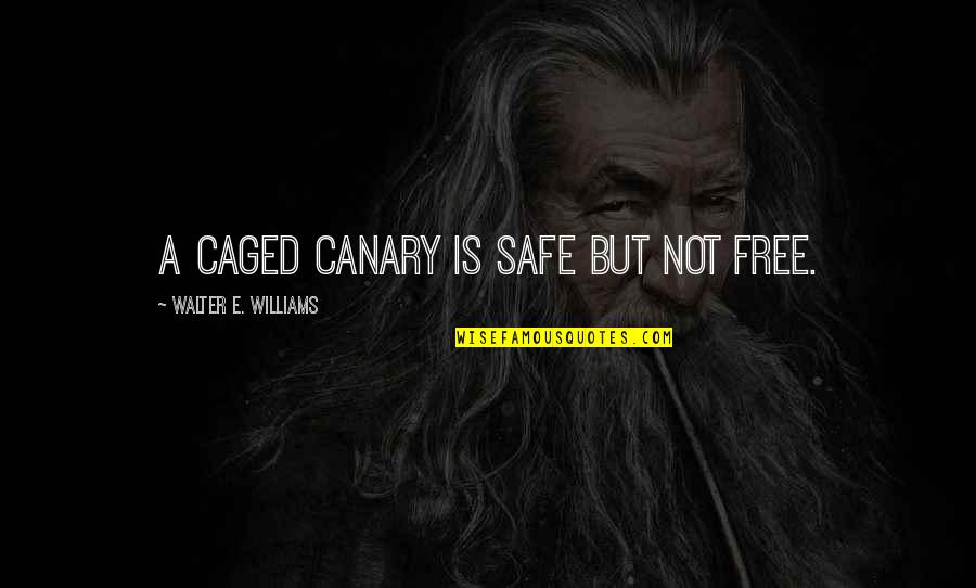 Caged Quotes By Walter E. Williams: A caged canary is safe but not free.
