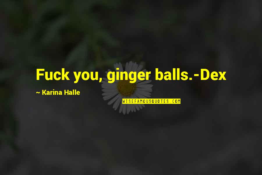 Cagomagic Quotes By Karina Halle: Fuck you, ginger balls.-Dex Cagomagic Quotes By Karina Halle: Fuck you, ginger balls.-Dex