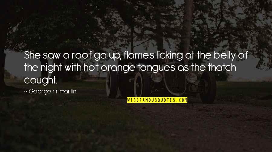 Cahana Manama Quotes By George R R Martin: She saw a roof go up, flames licking Cahana Manama Quotes By George R R Martin: She saw a roof go up, flames licking