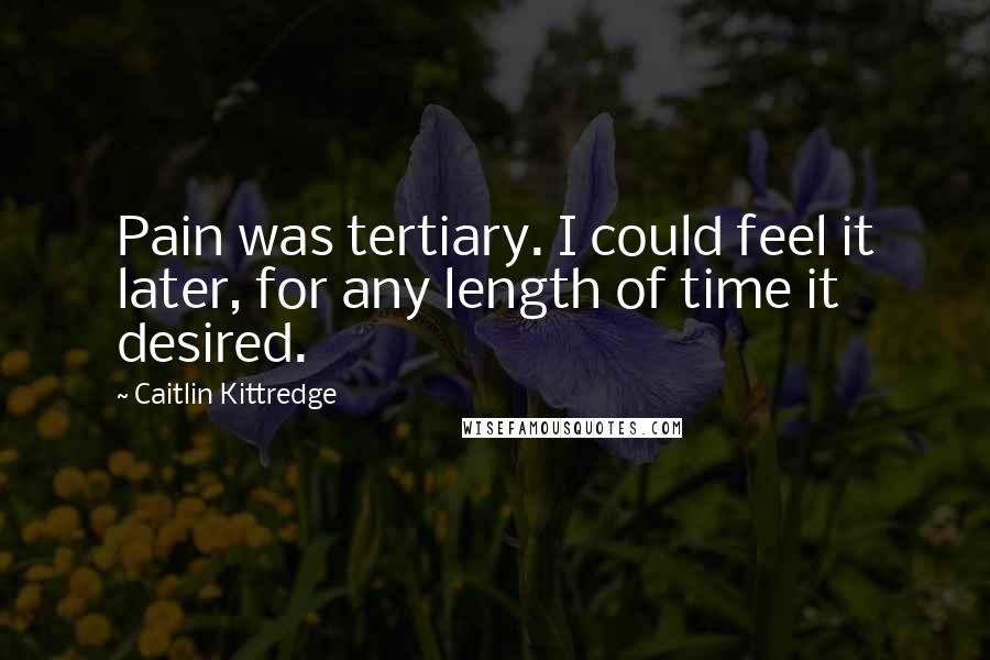 Caitlin Kittredge quotes: Pain was tertiary. I could feel it later, for any length of time it desired.