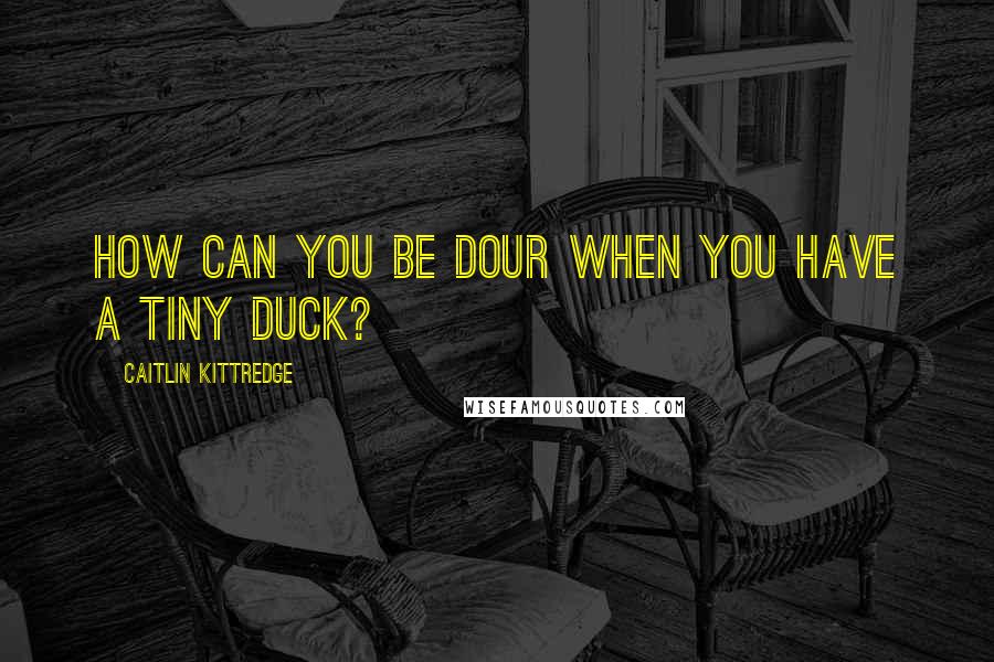 Caitlin Kittredge quotes: How can you be dour when you have a tiny duck?