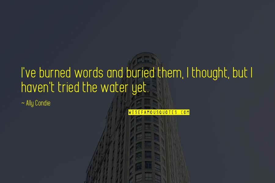 Cajoleries Quotes By Ally Condie: I've burned words and buried them, I thought,