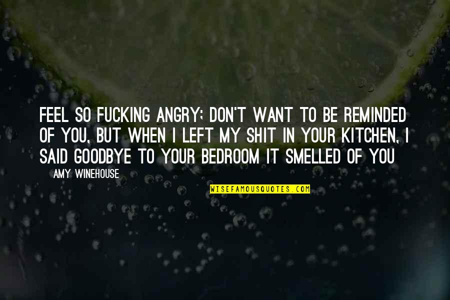 Cake And Wine Quotes By Amy Winehouse: Feel so fucking angry; don't want to be