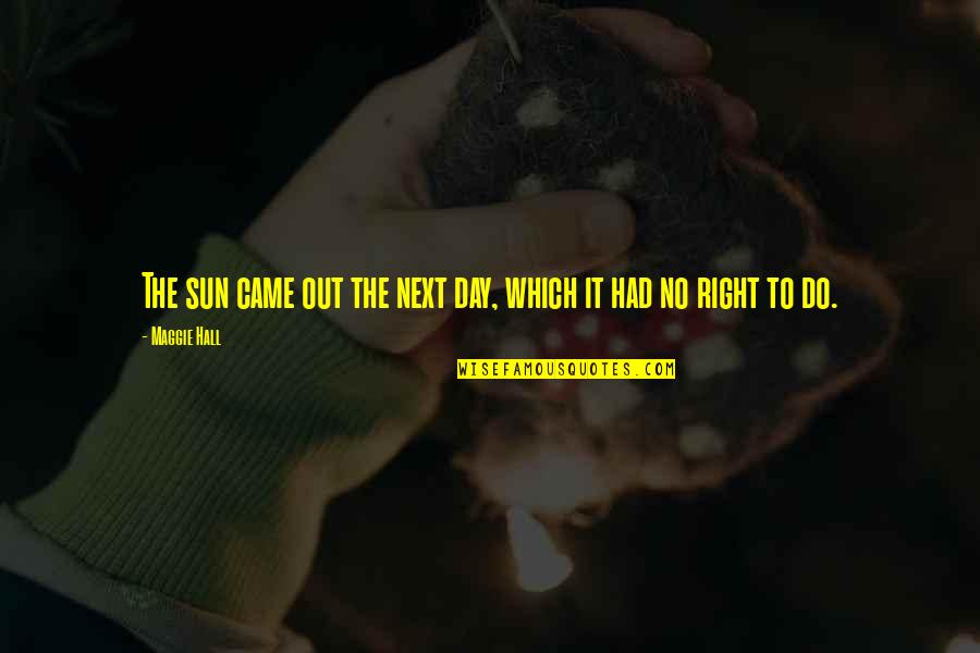 Cakravartin Quotes By Maggie Hall: The sun came out the next day, which