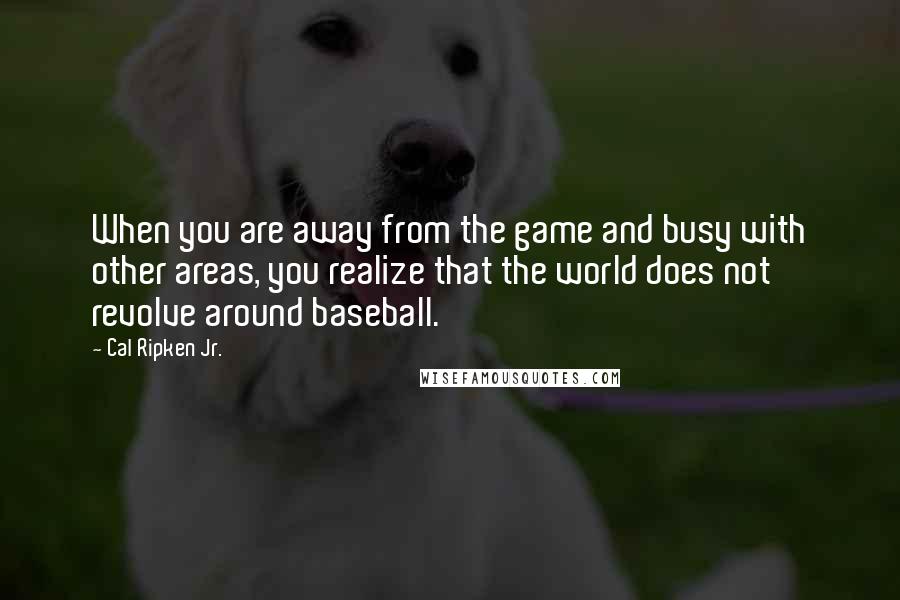 Cal Ripken Jr. quotes: When you are away from the game and busy with other areas, you realize that the world does not revolve around baseball.