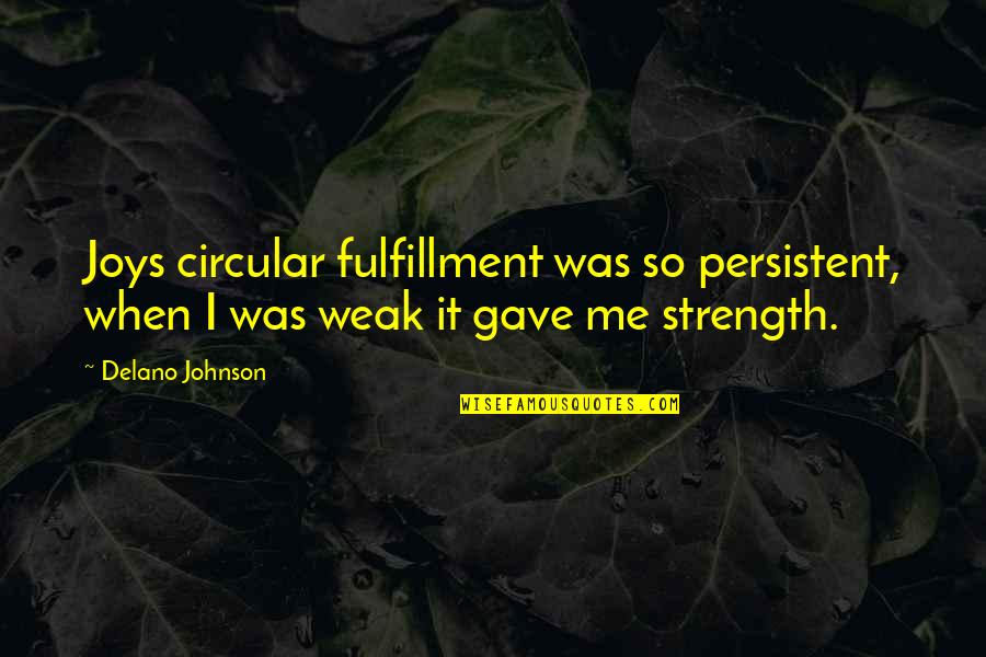 Calaix De Sastre Quotes By Delano Johnson: Joys circular fulfillment was so persistent, when I
