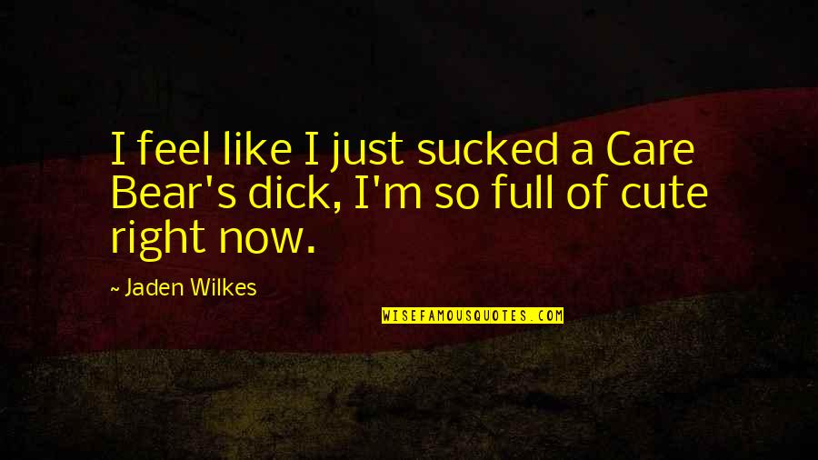 Calamitously Quotes By Jaden Wilkes: I feel like I just sucked a Care