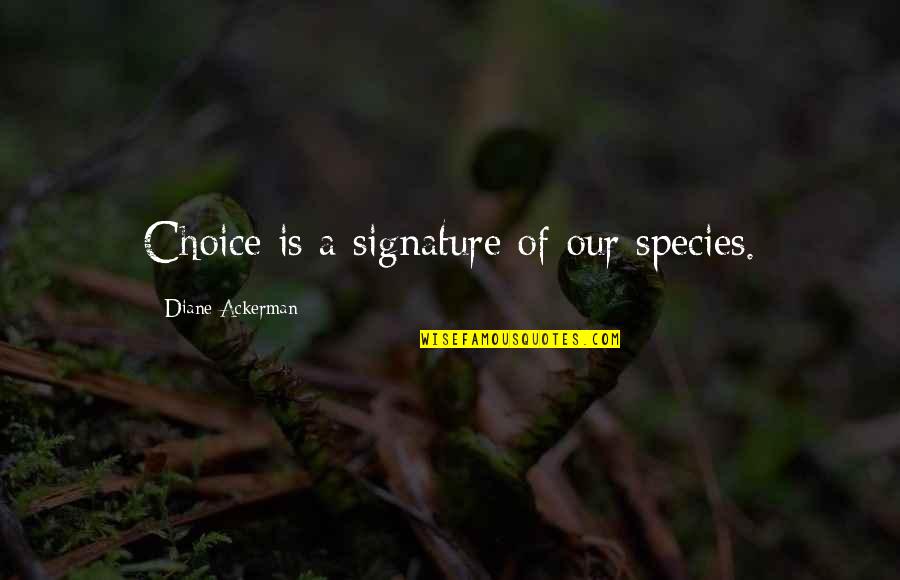 Calcanhar Maracuja Quotes By Diane Ackerman: Choice is a signature of our species.