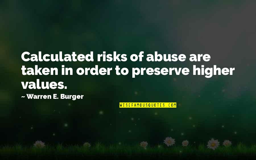 Calculated Quotes By Warren E. Burger: Calculated risks of abuse are taken in order