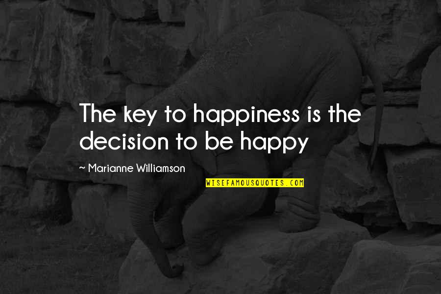 Calculatingly Synonyms Quotes By Marianne Williamson: The key to happiness is the decision to