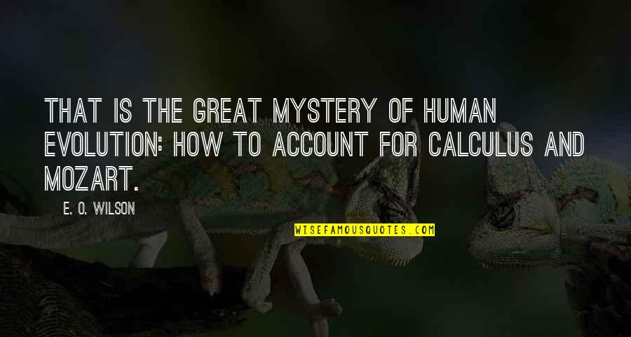 Calculus Quotes By E. O. Wilson: That is the great mystery of human evolution: