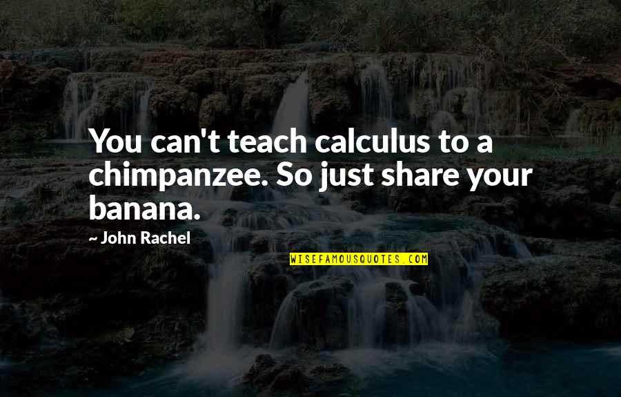 Calculus Quotes By John Rachel: You can't teach calculus to a chimpanzee. So