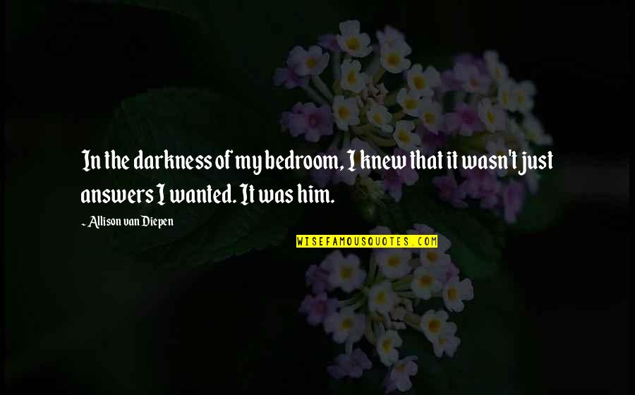 Caldron Linn Quotes By Allison Van Diepen: In the darkness of my bedroom, I knew