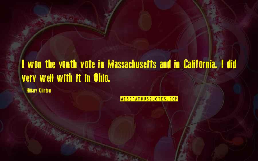 California Quotes By Hillary Clinton: I won the youth vote in Massachusetts and