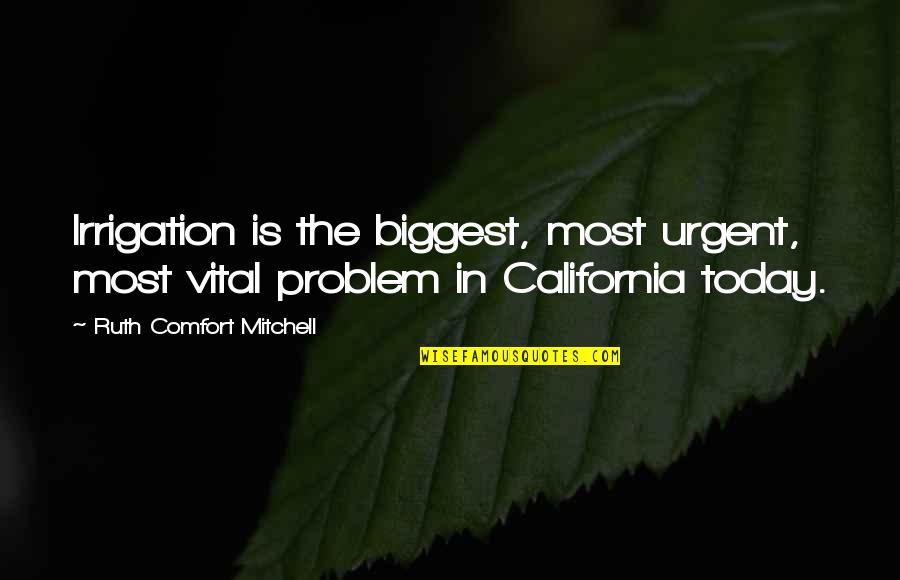 California Quotes By Ruth Comfort Mitchell: Irrigation is the biggest, most urgent, most vital