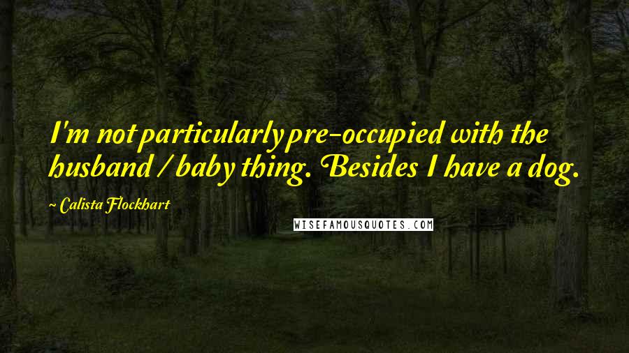 Calista Flockhart quotes: I'm not particularly pre-occupied with the husband / baby thing. Besides I have a dog.