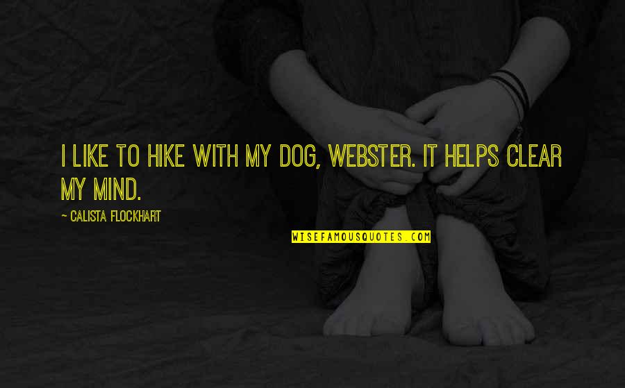 Calista Flockhart Quotes By Calista Flockhart: I like to hike with my dog, Webster. Calista Flockhart Quotes By Calista Flockhart: I like to hike with my dog, Webster.