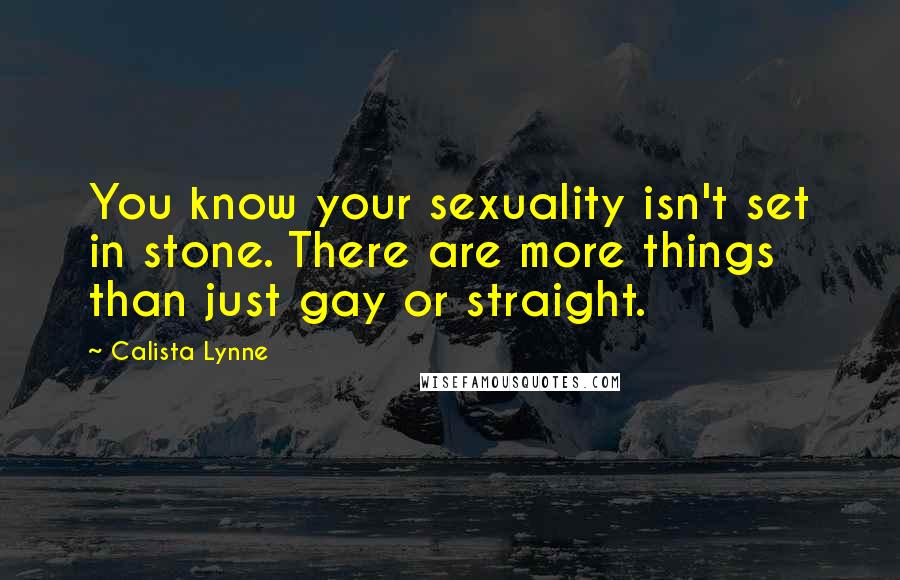 Calista Lynne quotes: You know your sexuality isn't set in stone. There are more things than just gay or straight.