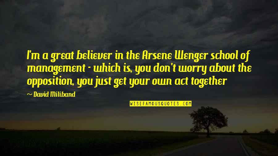 Call Centre Motivational Quotes By David Miliband: I'm a great believer in the Arsene Wenger