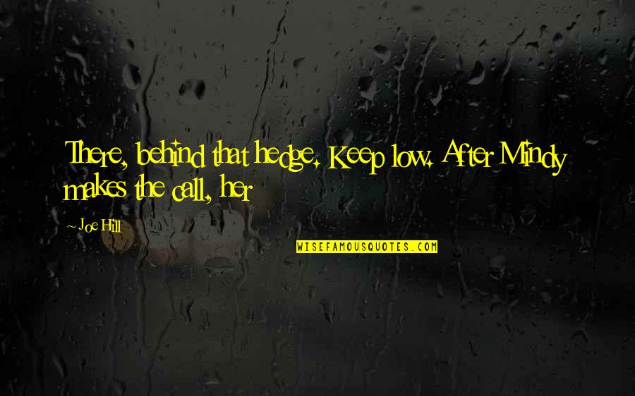 Call Her Quotes By Joe Hill: There, behind that hedge. Keep low. After Mindy