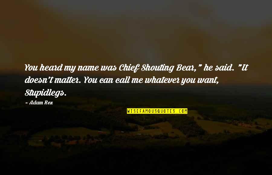 Call Me By My Name Quotes By Adam Rex: You heard my name was Chief Shouting Bear,"