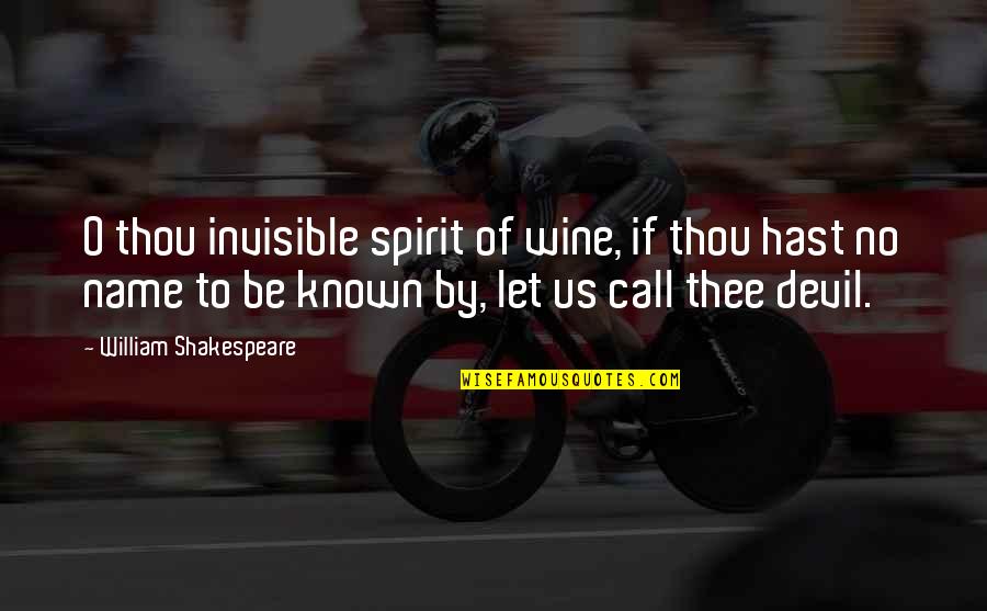 Call Out My Name Quotes By William Shakespeare: O thou invisible spirit of wine, if thou