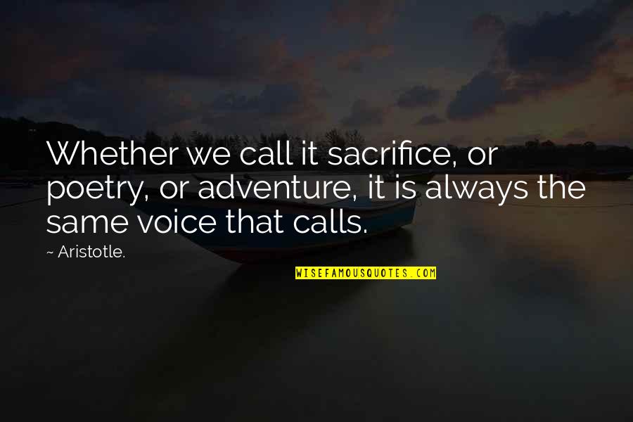 Call To Adventure Quotes By Aristotle.: Whether we call it sacrifice, or poetry, or