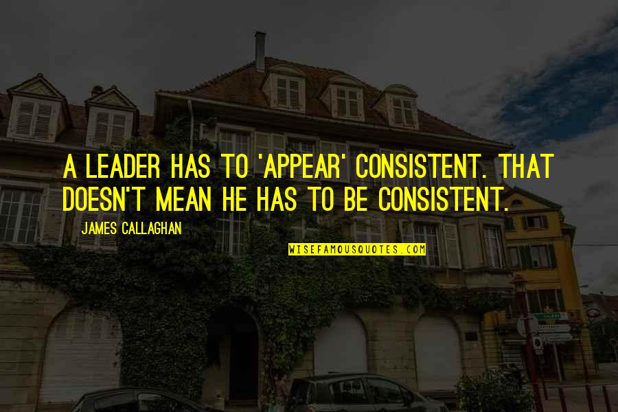 Callaghan Quotes By James Callaghan: A leader has to 'appear' consistent. That doesn't