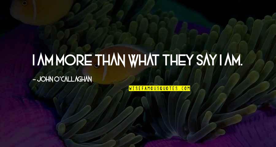 Callaghan Quotes By John O'Callaghan: I am more than what they say I