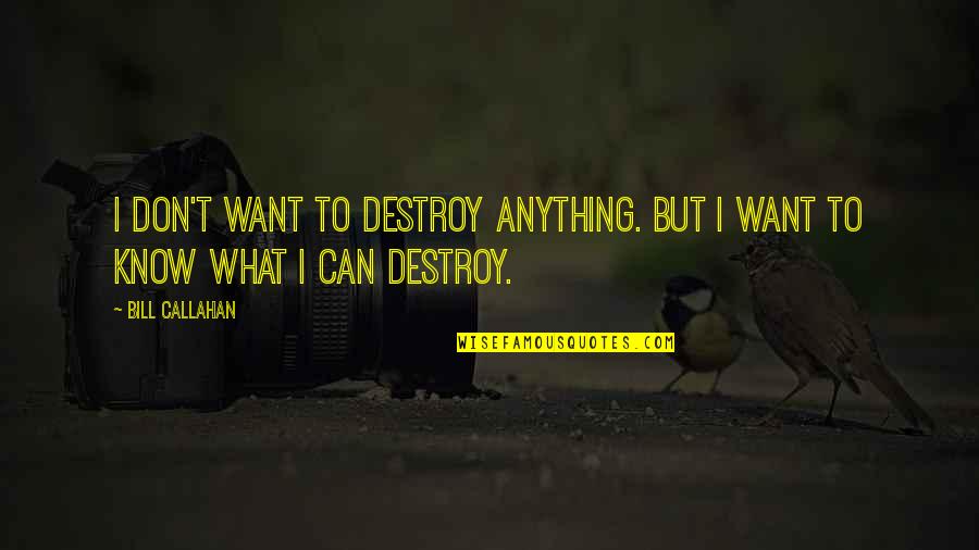 Callahan Quotes By Bill Callahan: I don't want to destroy anything. But I