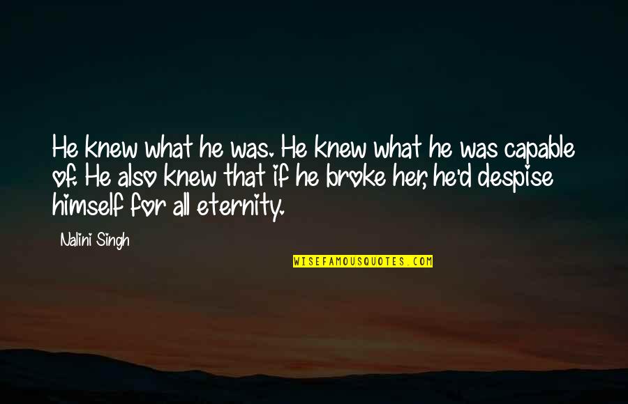 Callejon In English Quotes By Nalini Singh: He knew what he was. He knew what
