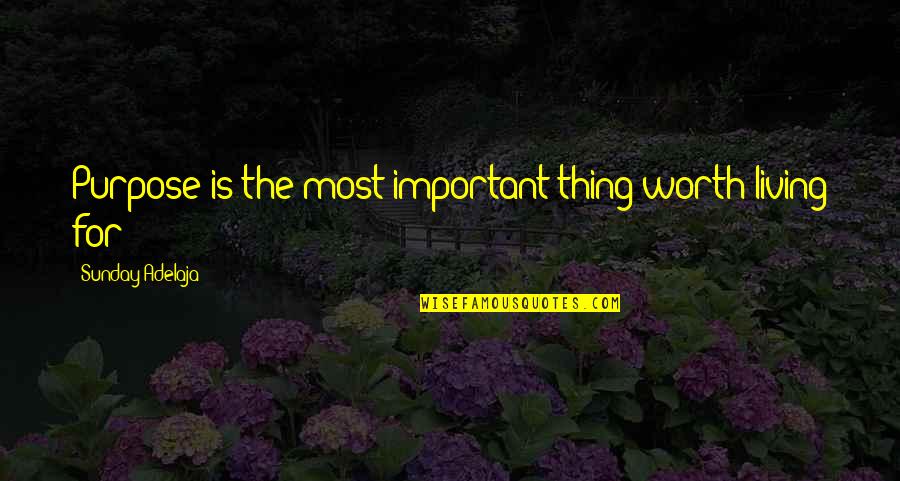 Calling Out Of Work Quotes By Sunday Adelaja: Purpose is the most important thing worth living