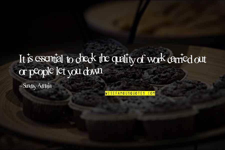 Calling Out Of Work Quotes By Sunday Adelaja: It is essential to check the quality of