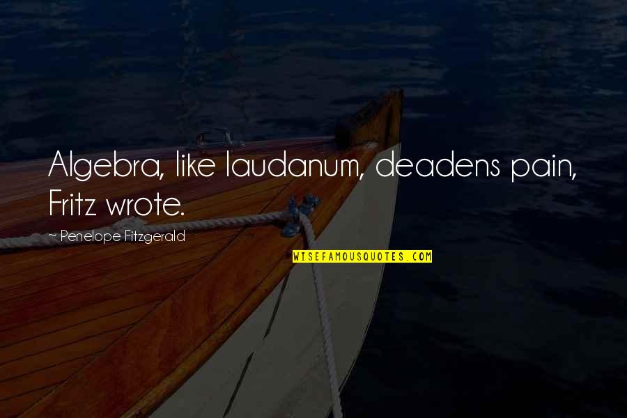 Calling The Shots Quotes By Penelope Fitzgerald: Algebra, like laudanum, deadens pain, Fritz wrote.