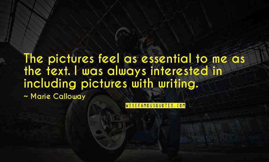 Calloway Quotes By Marie Calloway: The pictures feel as essential to me as