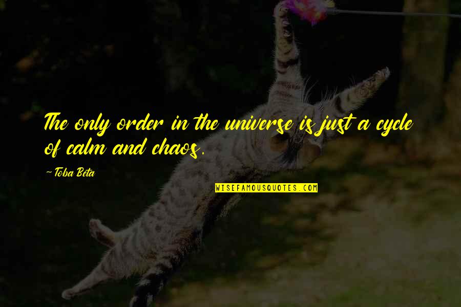 Calm And Chaos Quotes By Toba Beta: The only order in the universe is just