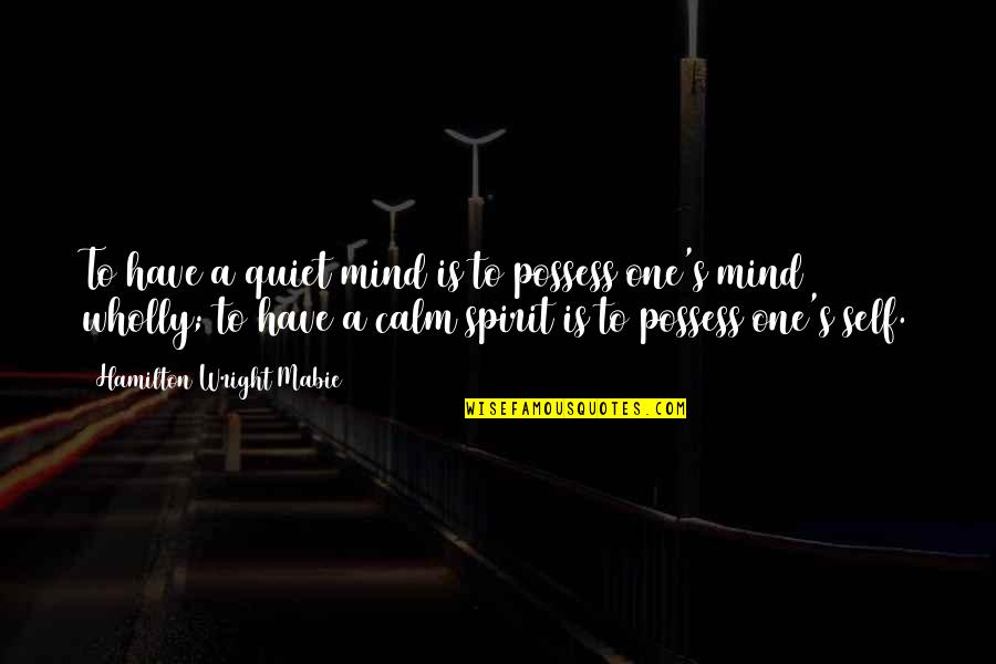 Calm And Quiet Quotes By Hamilton Wright Mabie: To have a quiet mind is to possess