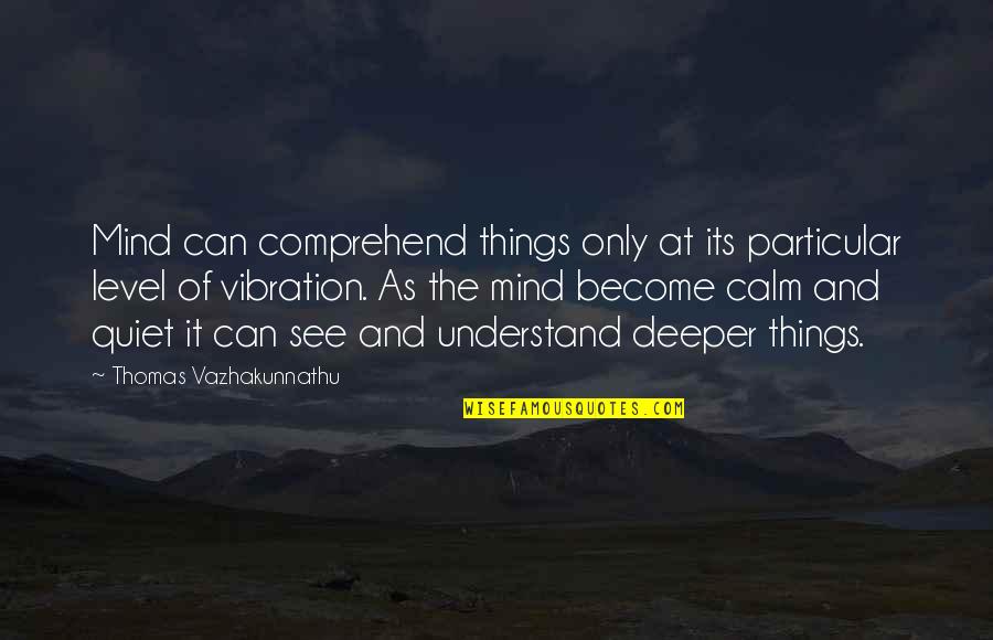 Calm And Quiet Quotes By Thomas Vazhakunnathu: Mind can comprehend things only at its particular