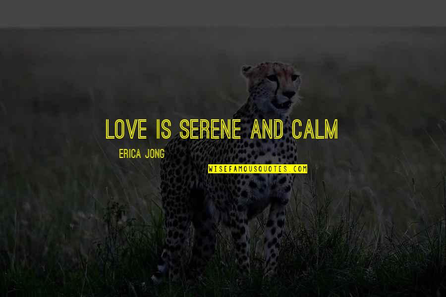 Calm And Serene Quotes By Erica Jong: Love is serene and calm