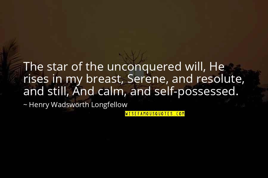 Calm And Serene Quotes By Henry Wadsworth Longfellow: The star of the unconquered will, He rises